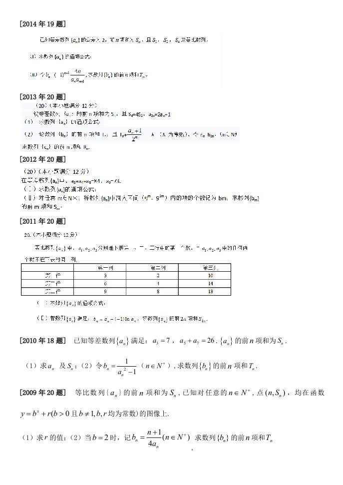 山东高考数学历届(数列)题精选带详解