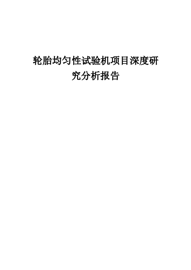 2024年轮胎均匀性试验机项目深度研究分析报告