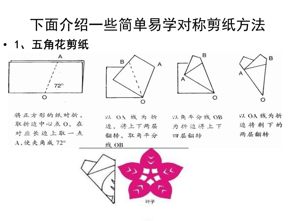 剪纸技法(五角、六角、团花)