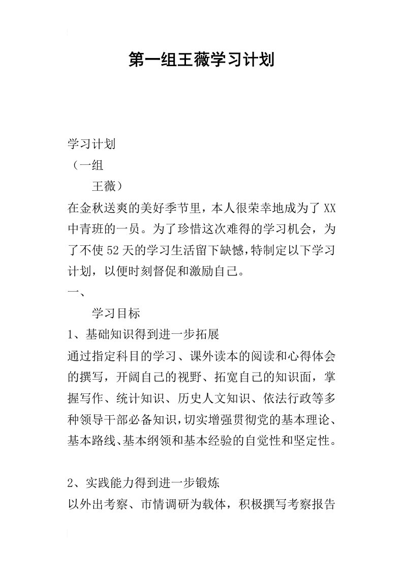 第一组王薇学习计划