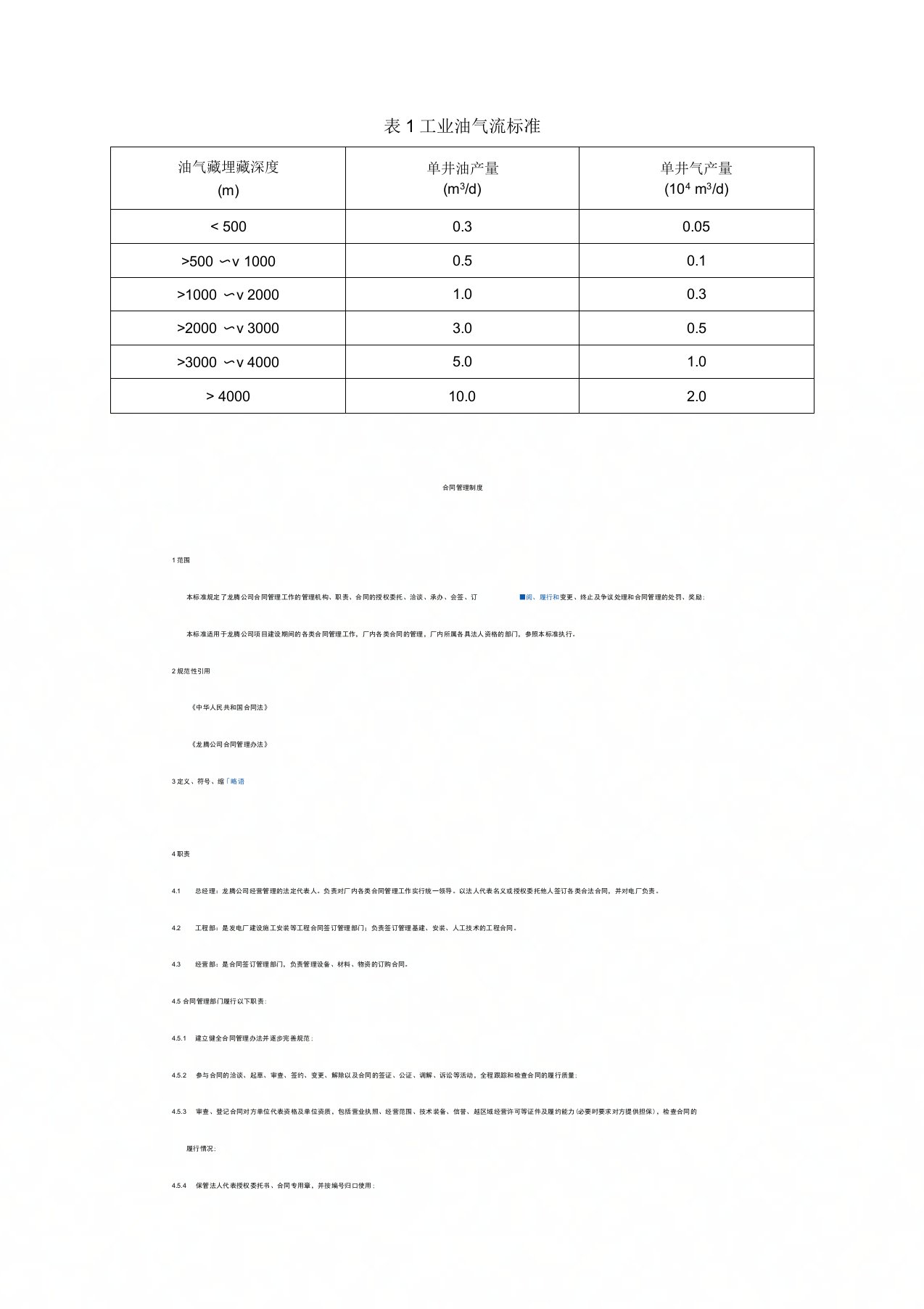 工业油气流标准