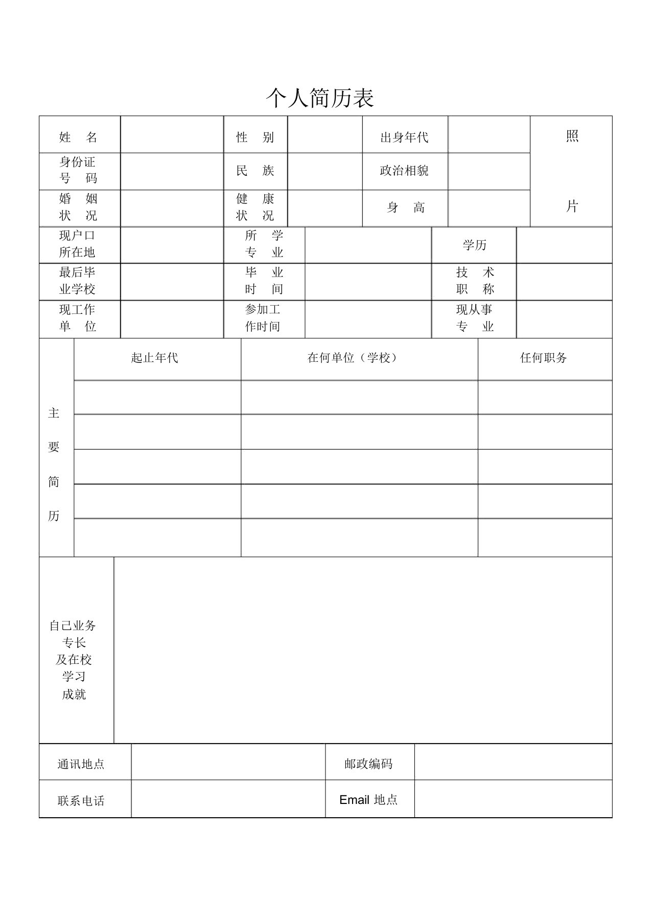 职业经理人简历模板