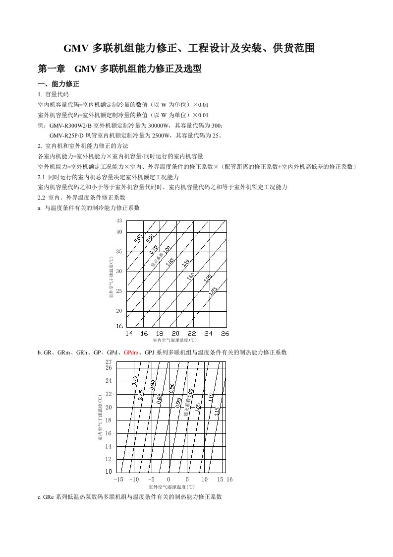 gmv多联机组能力修正及选型手册