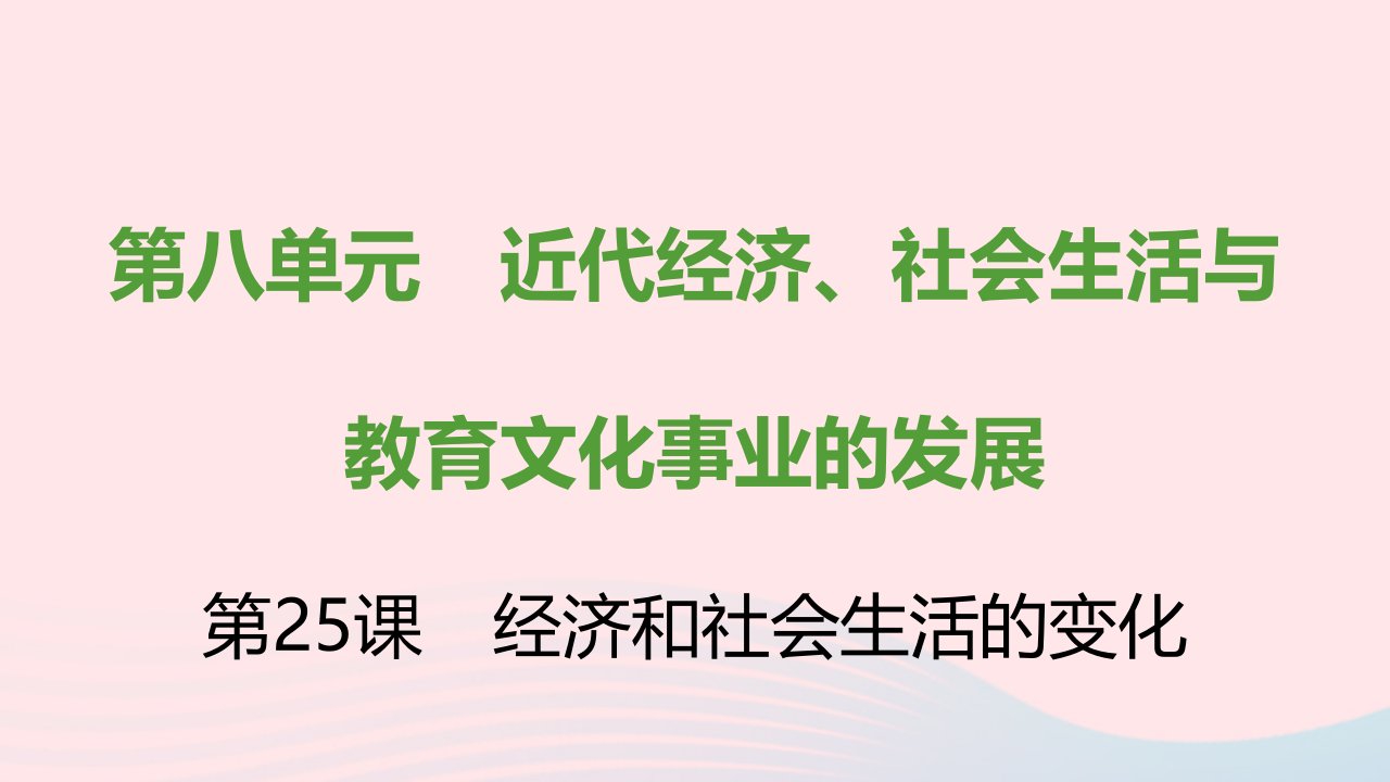 2021秋八年级历史上册第八单元近代经济社会生活与教育文化事业的发展第25课经济和社会生活的变化课件新人教版