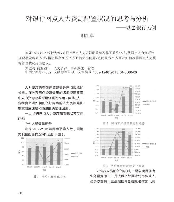 对银行网点人力资源配置状况的思考与分析以Z银行为例