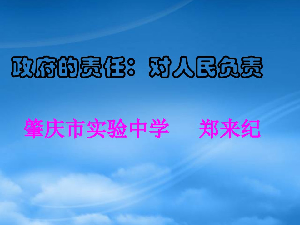 广东省肇庆市实验中学高一政治政府的责任