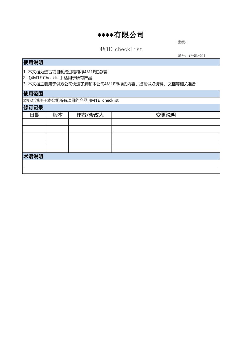 4M1E供应商审核表