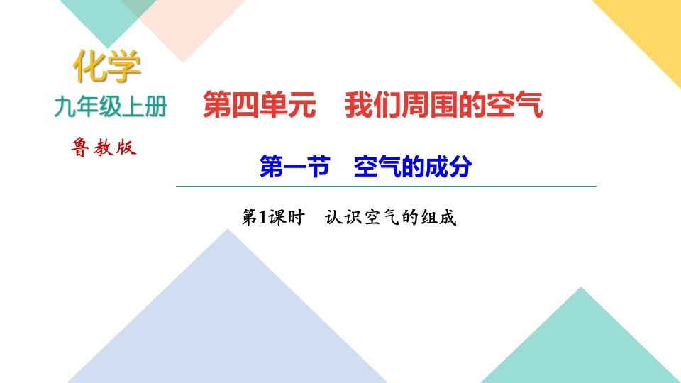 鲁教版九年级化学上册复习ppt课件第四单元我们周围的空气