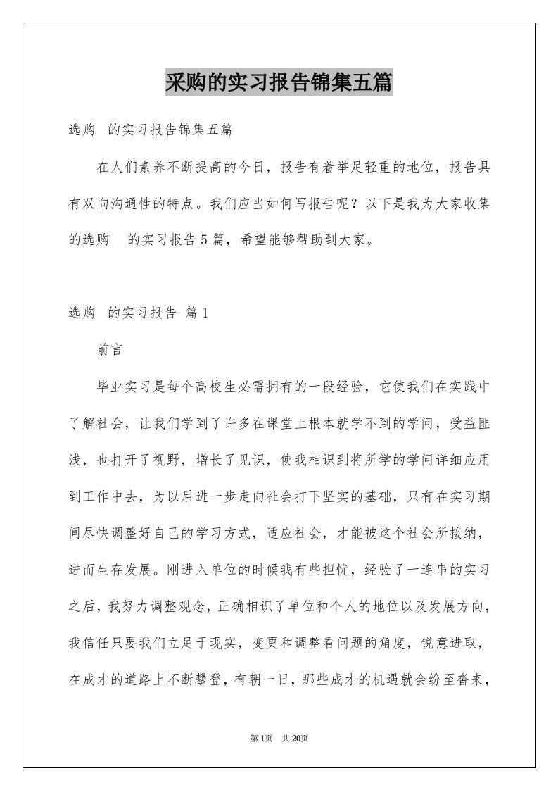 采购的实习报告锦集五篇