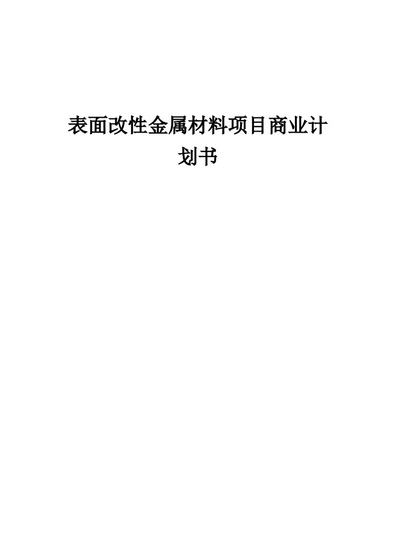 表面改性金属材料项目商业计划书