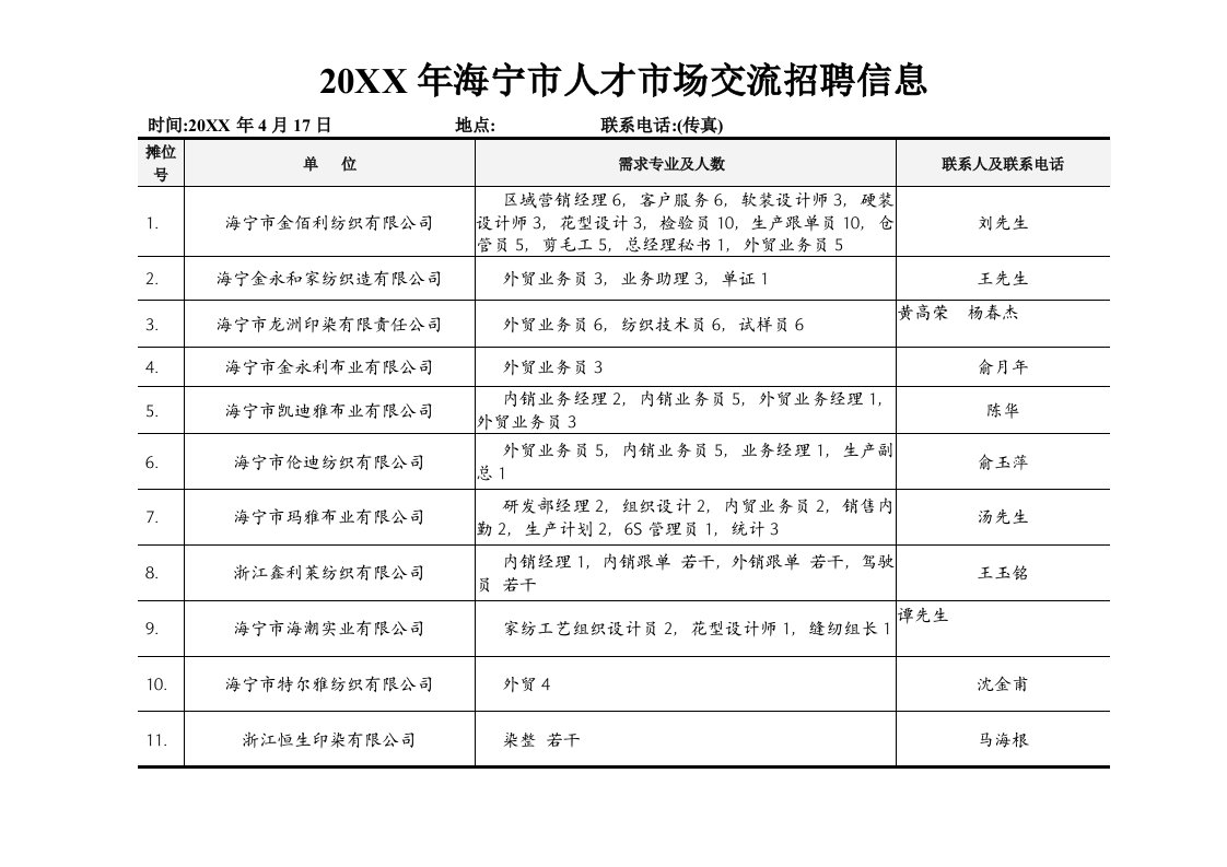 员工管理-海宁市人才市场交流会信息