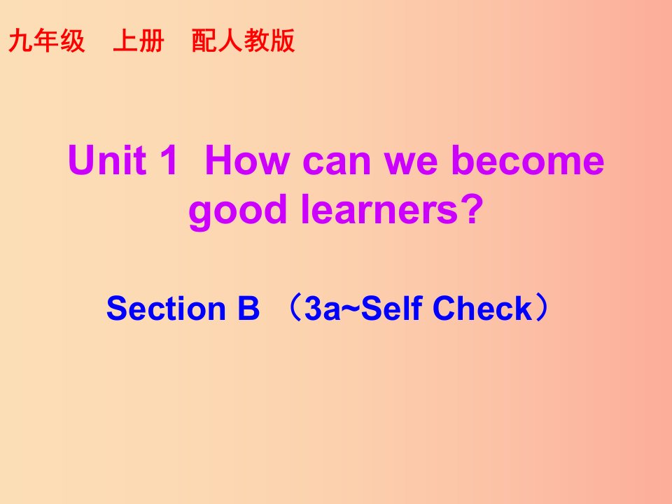 九年级英语全册10分钟课堂Unit1HowcanwebecomegoodlearnersSectionB3a-SelfCheck课件新版人教新目标版