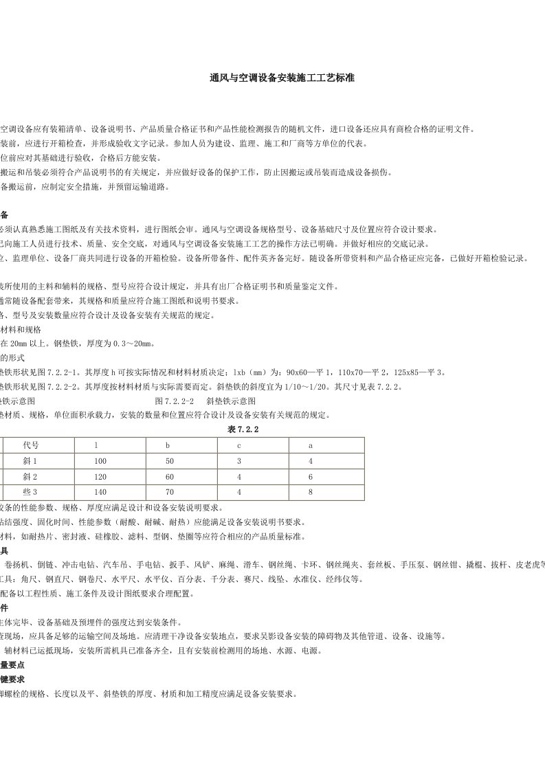 通风与空调设备安装施工工艺标准