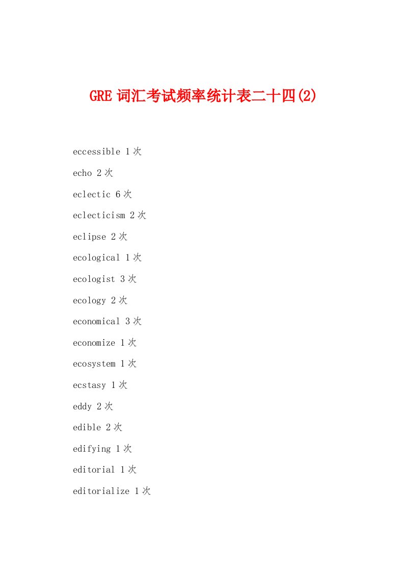 GRE词汇考试频率统计表二十四(2)