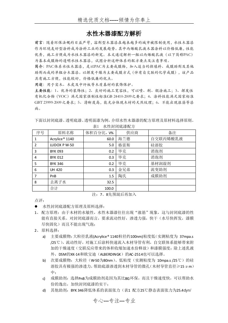 水性木器漆配方解析(共4页)