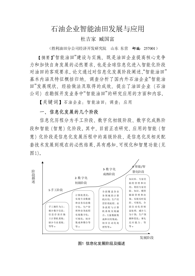 石油企业智能油田发展与应用(论文)大学毕设论文