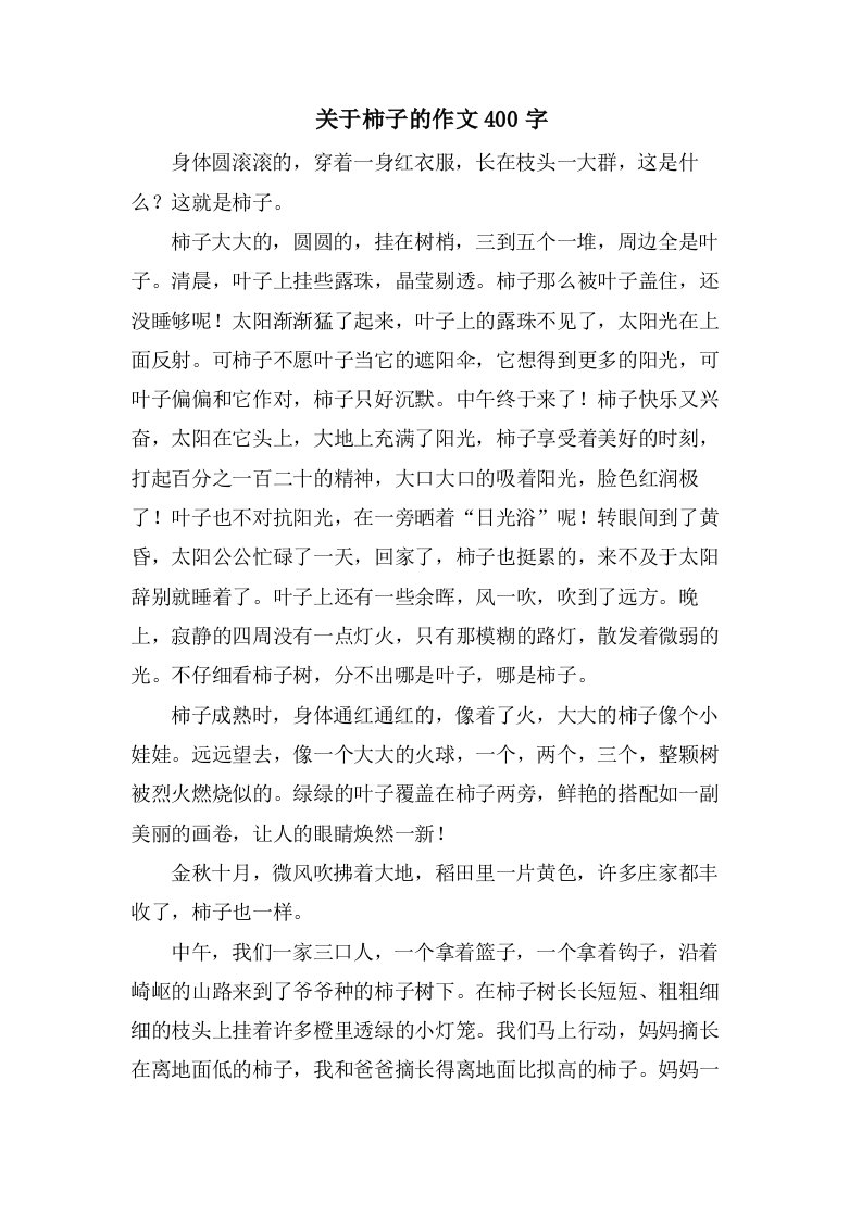 关于柿子的作文400字