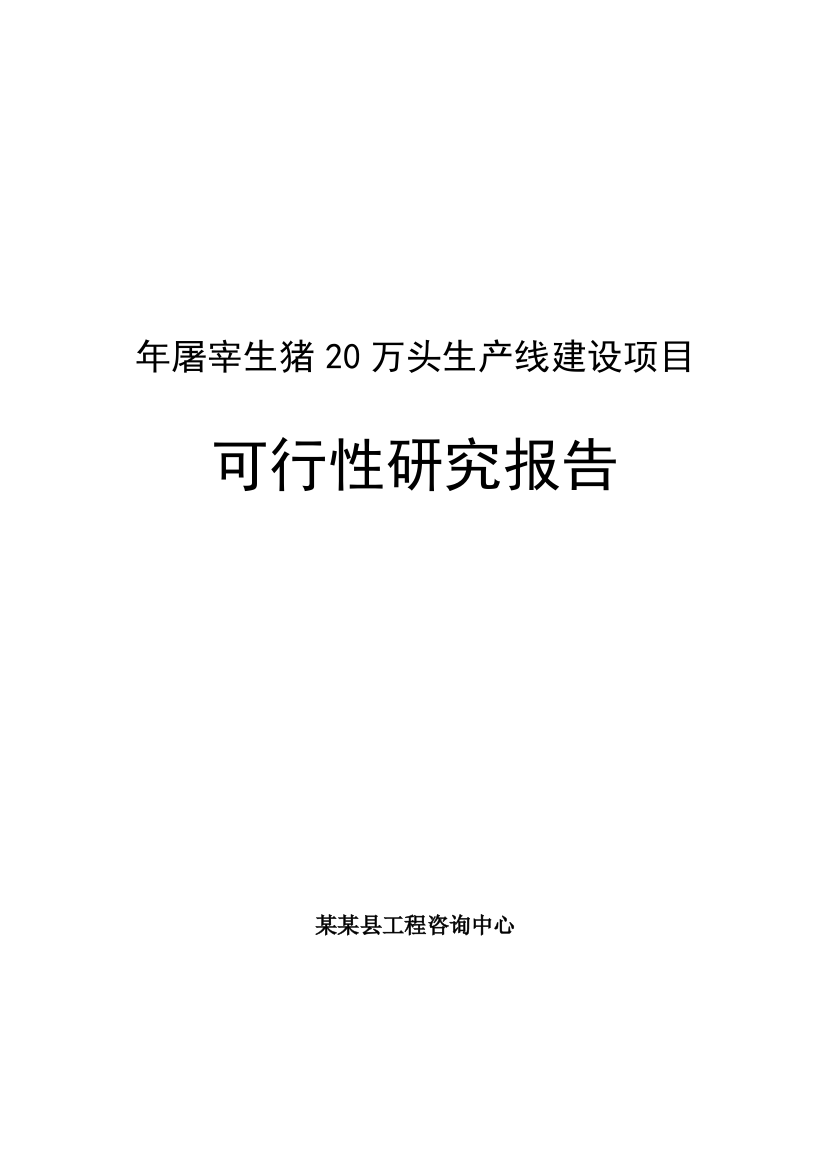 年屠宰生猪20万头生产线建设项目可行性建议书