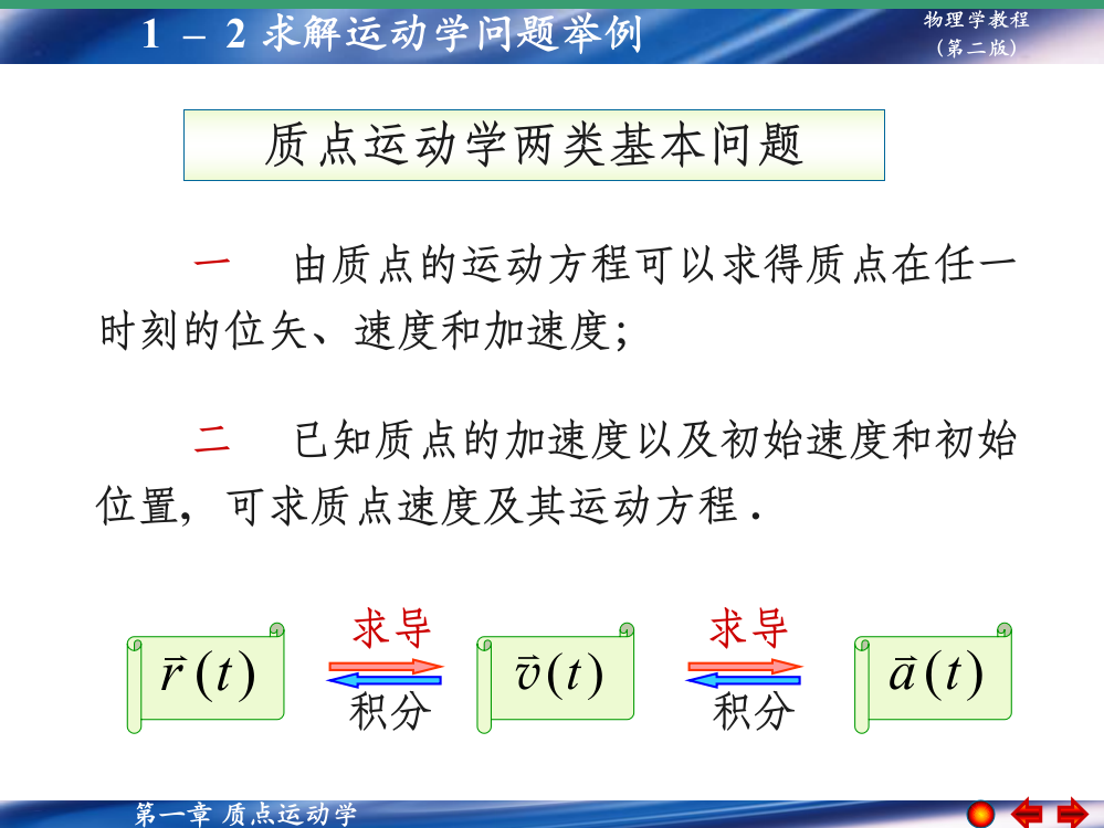 大学物理学第一章质点运动学求解运动学问题举例