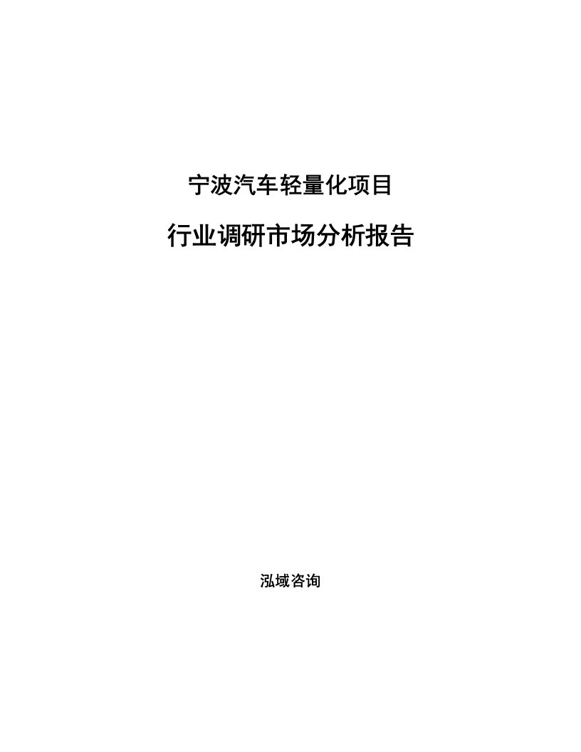 宁波汽车轻量化项目行业调研市场分析报告