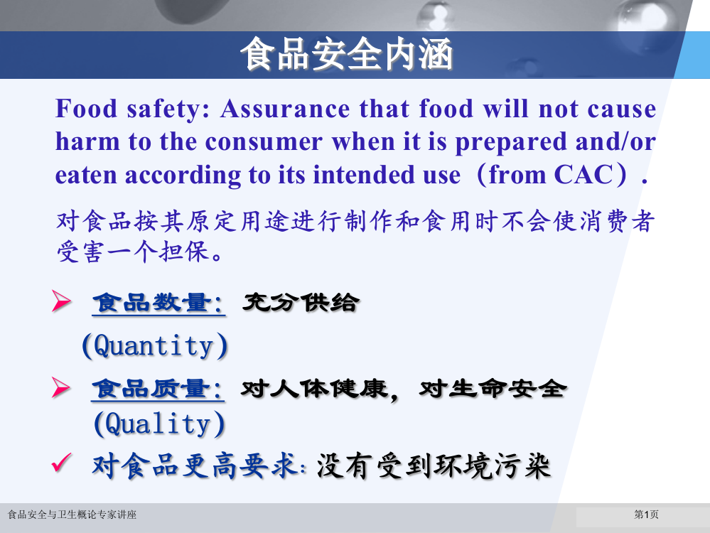 食品安全与卫生概论专家讲座