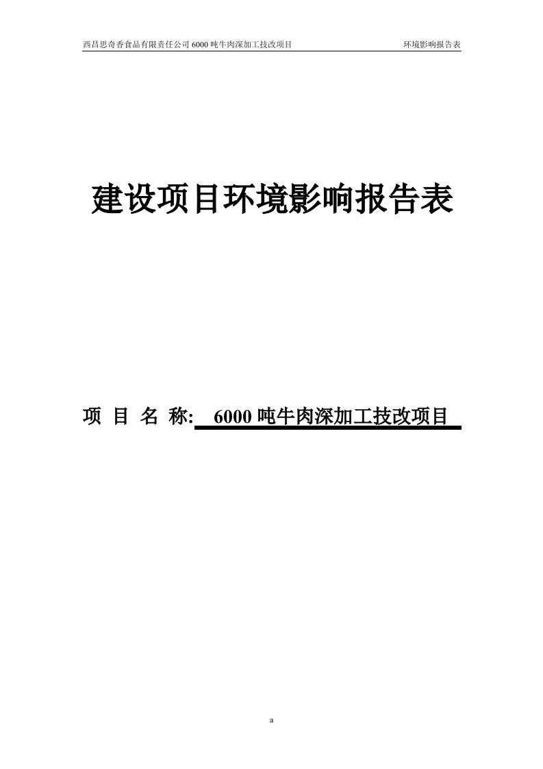 6000吨牛肉深加工技改项目环境影响评价报告表