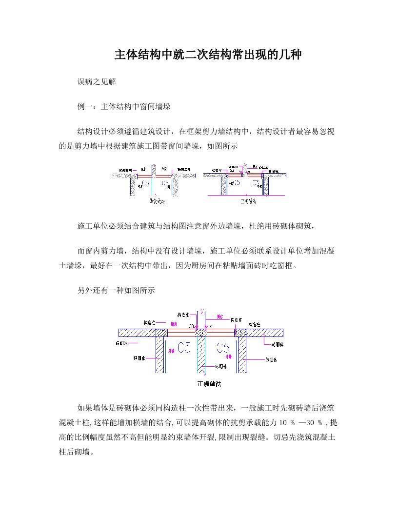 主体结构中就二次结构常出现的几种