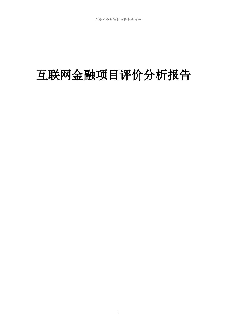 互联网金融项目评价分析报告