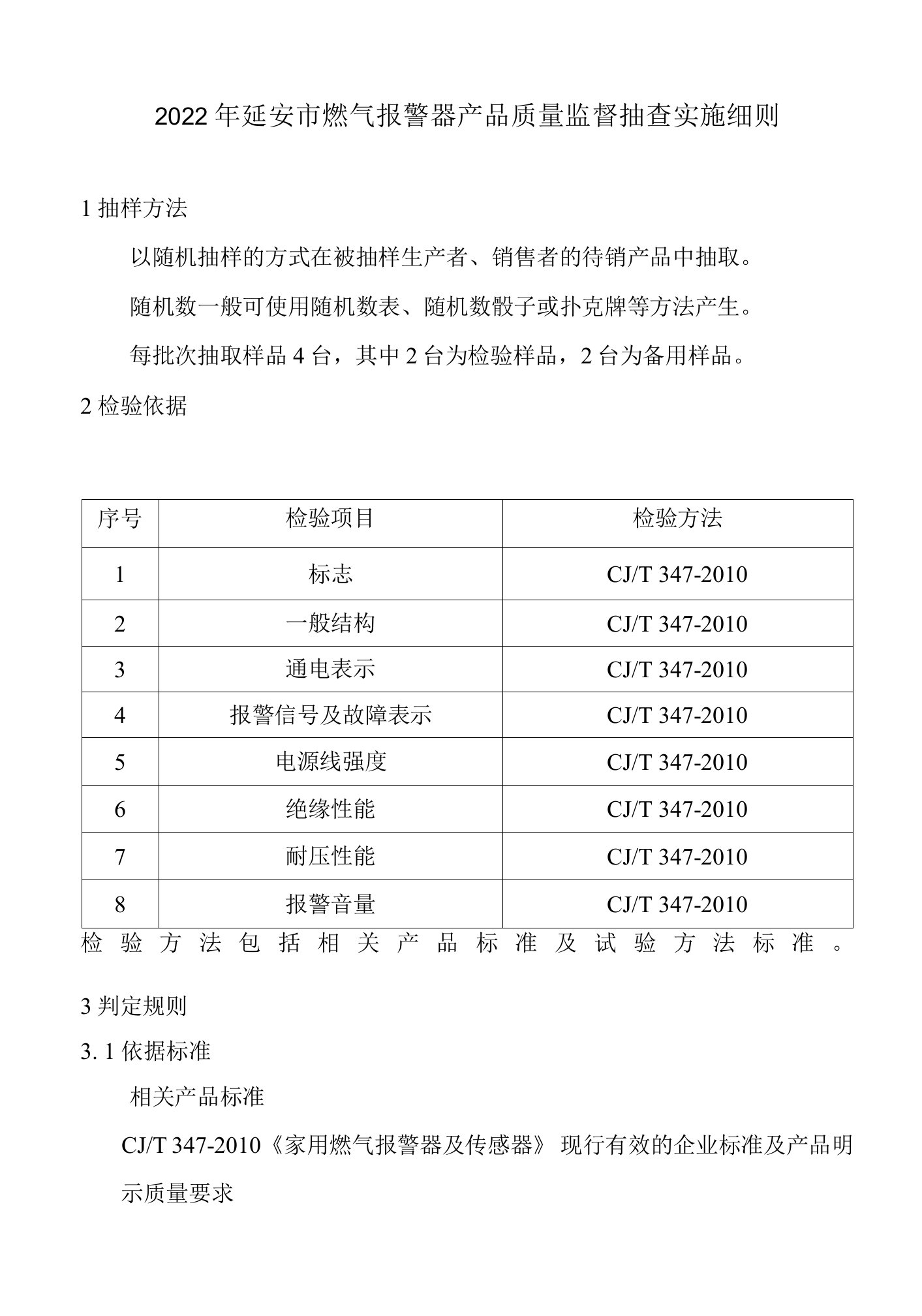 2022年延安市燃气报警器产品质量监督抽查实施细则