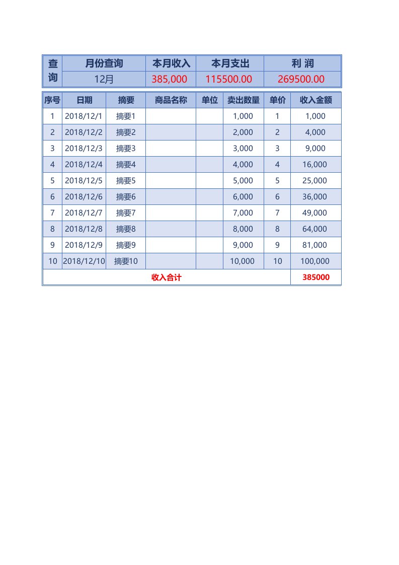 企业管理-31收入支出明细汇总报表