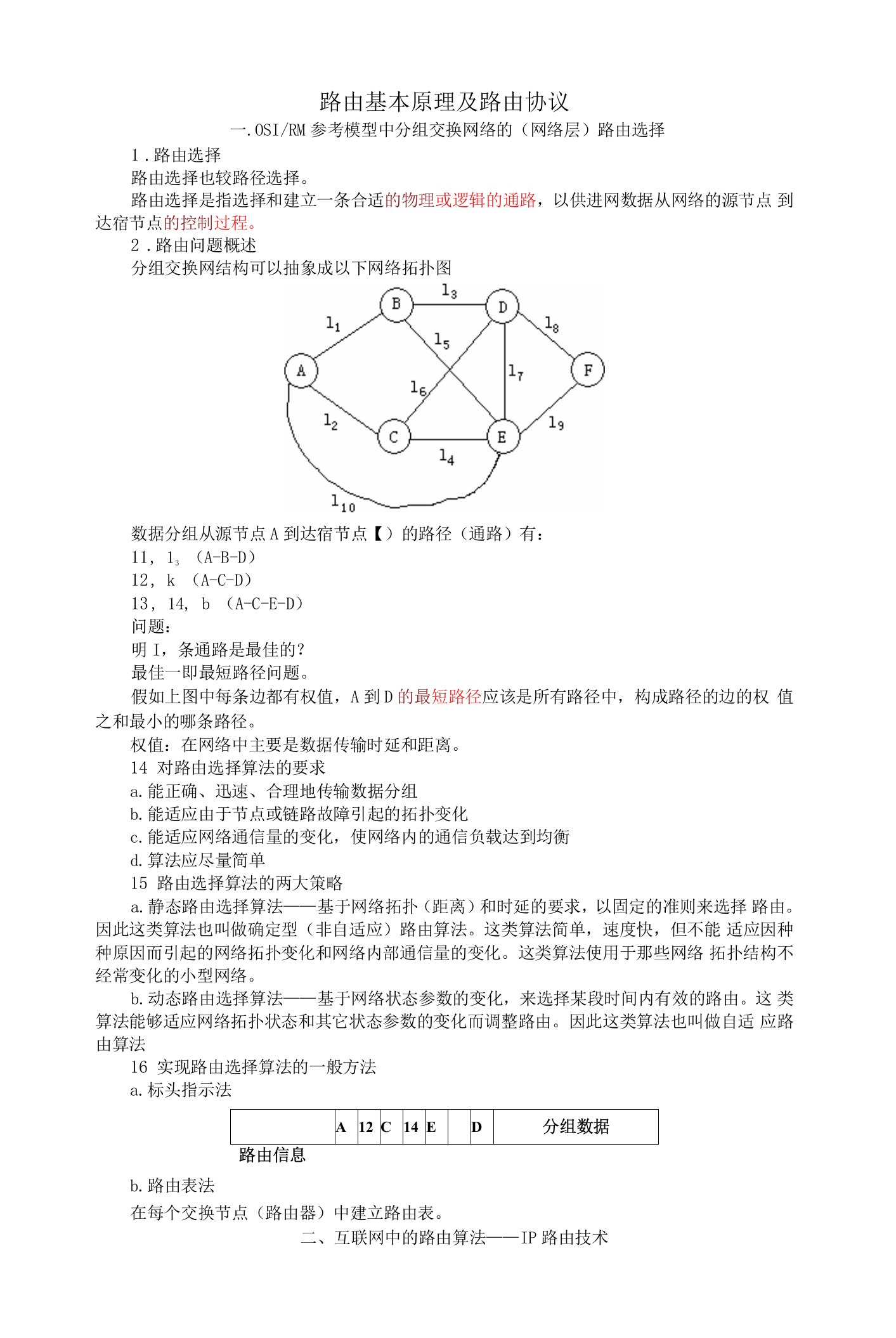 路由基本原理及路由协议