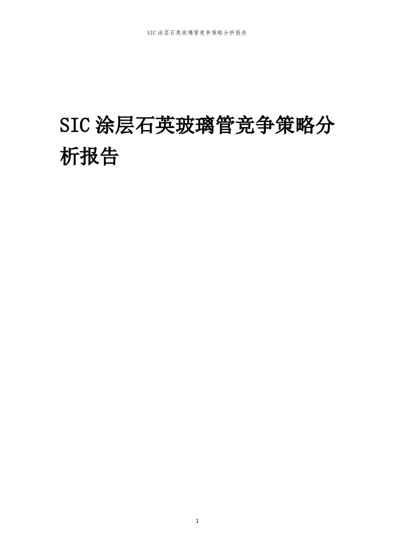 年度SIC涂层石英玻璃管竞争策略分析报告