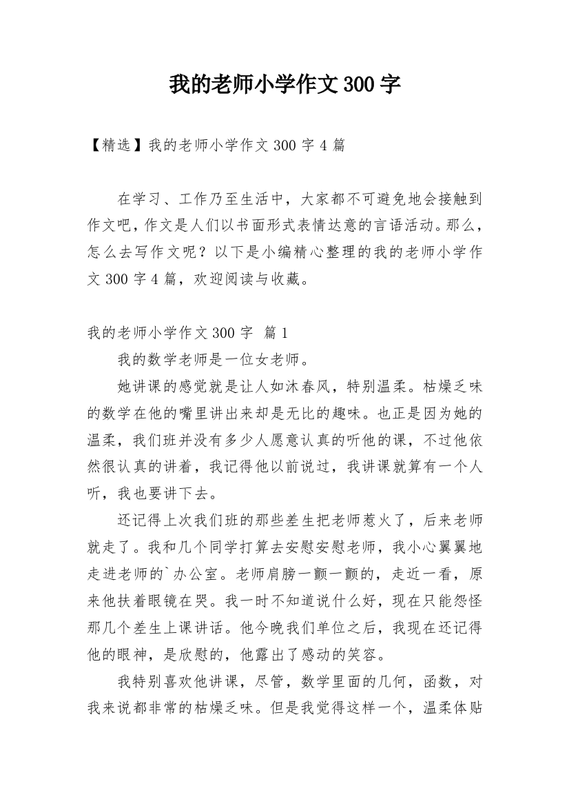 我的老师小学作文300字_25