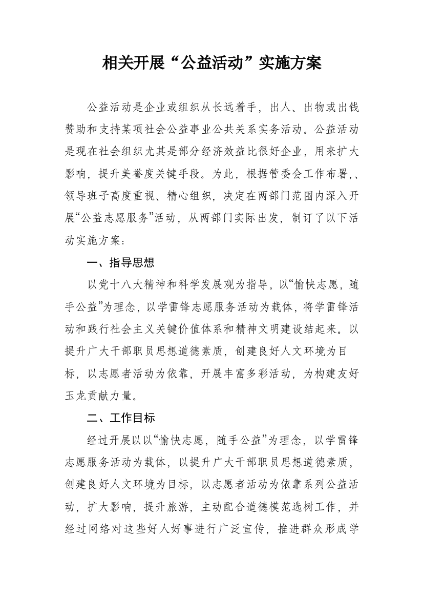 公益活动实施专项方案