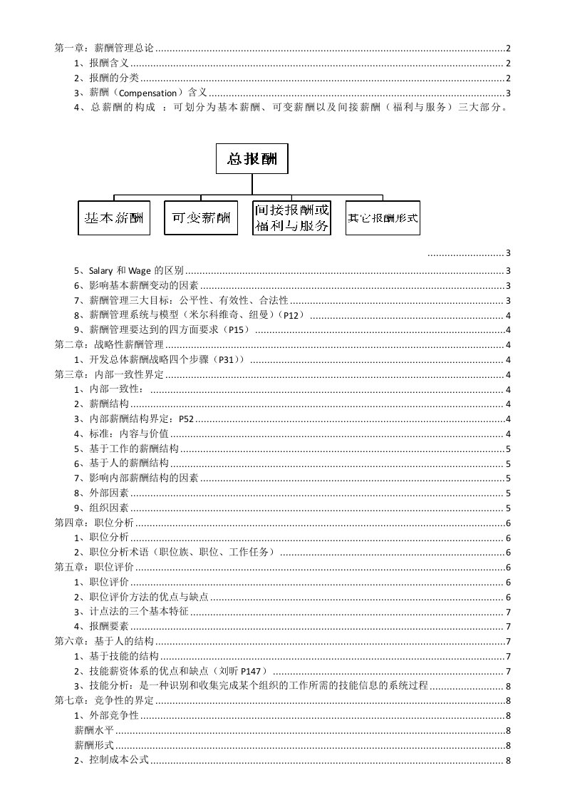 薪酬管理复习资料