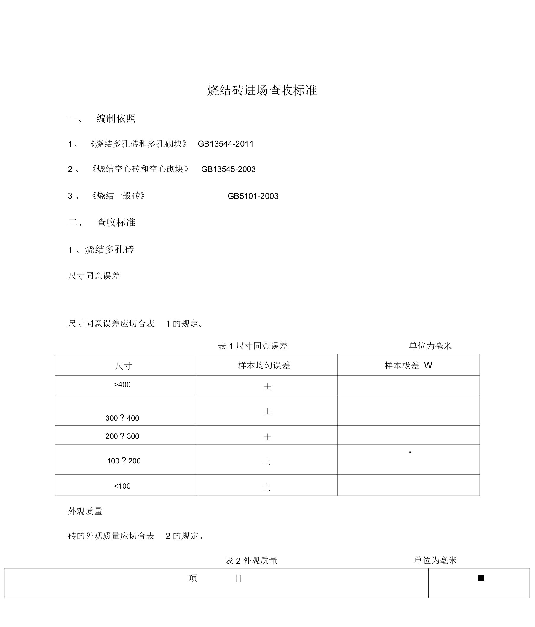 烧结砖进场验收标准