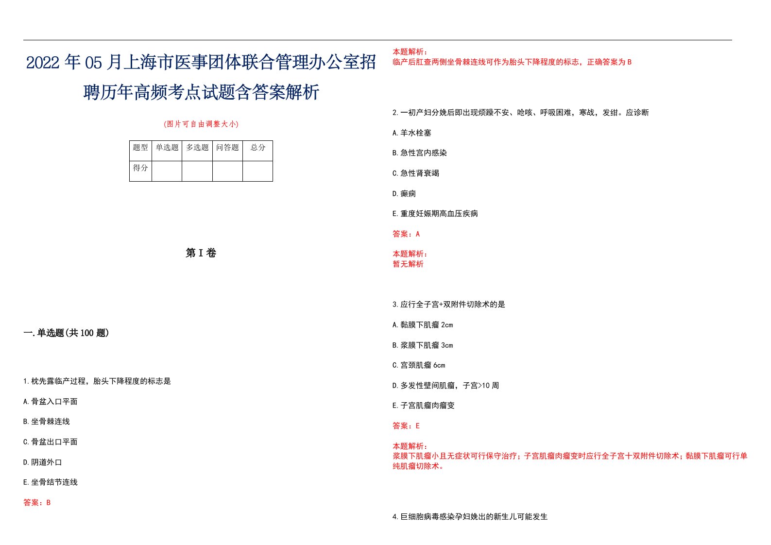 2022年05月上海市医事团体联合管理办公室招聘历年高频考点试题含答案解析