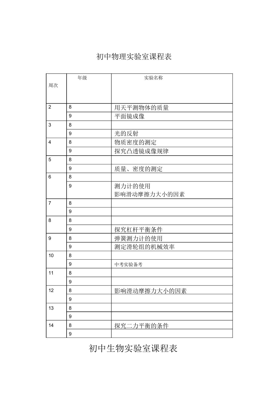 实验室课程表(1)