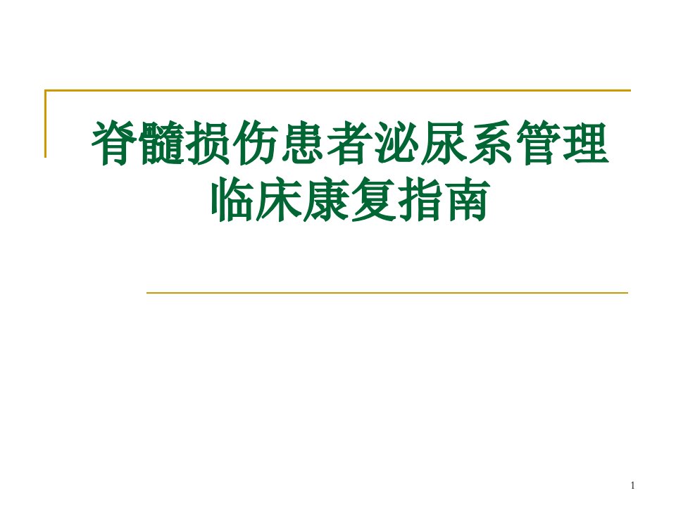 脊髓损伤患者泌尿系管理指南ppt课件