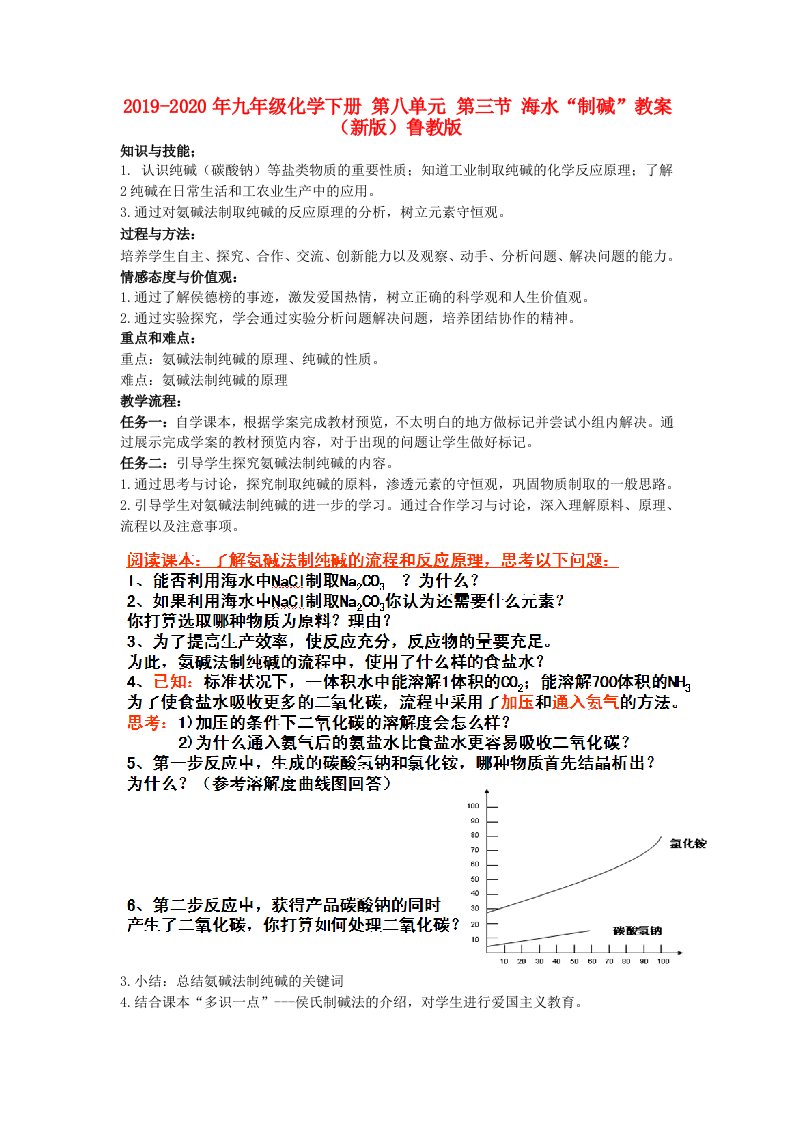 2019-2020年九年级化学下册