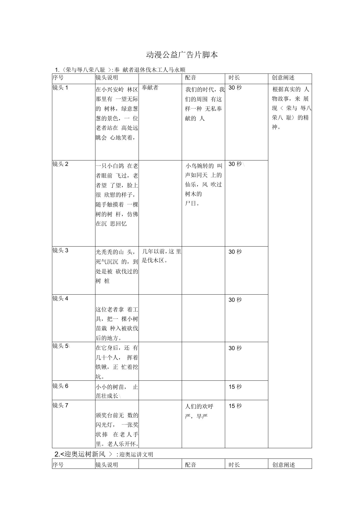 公益广告片脚本