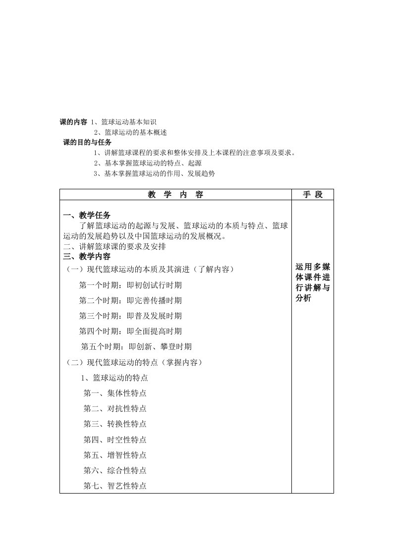 初中篮球教学教案全集