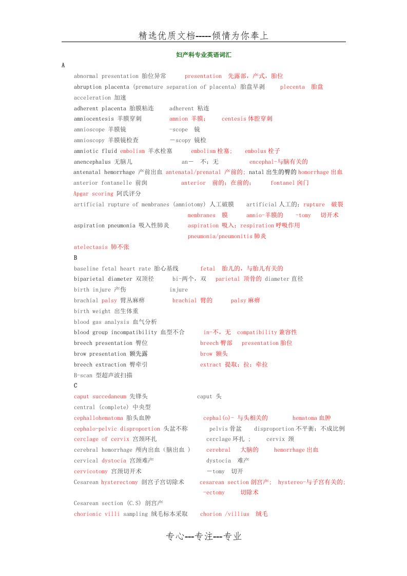 妇产科医学专业英语(共12页)