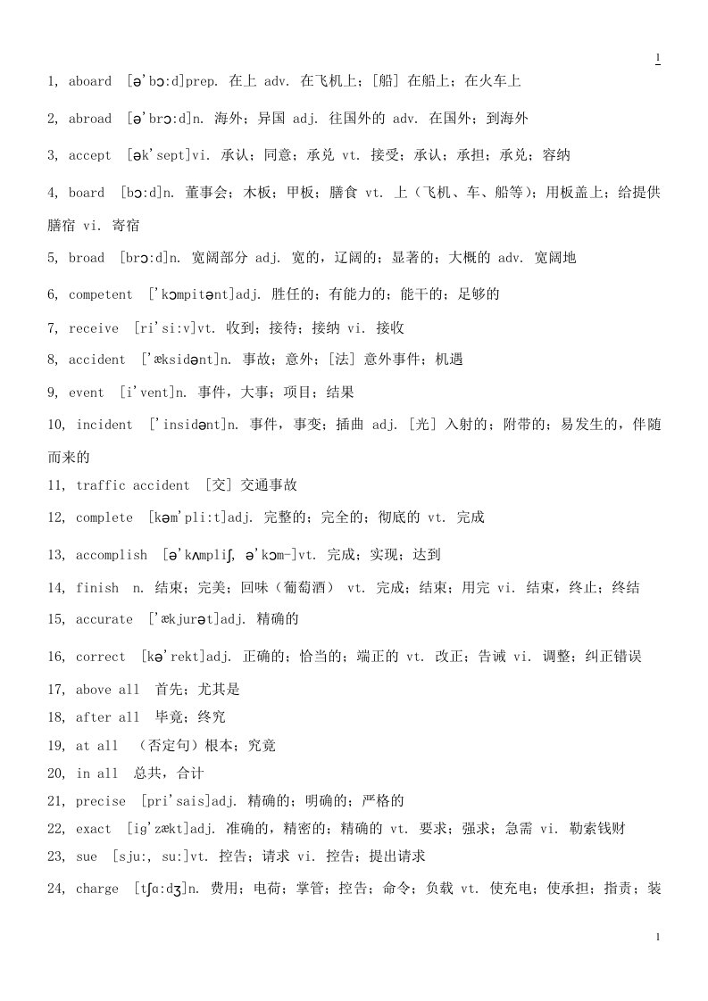 学位英语词汇高频出现的单词