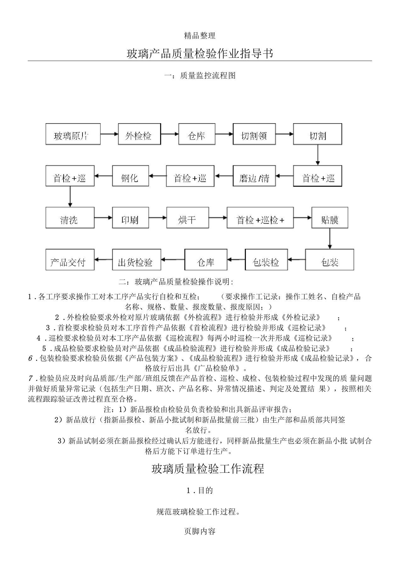 玻璃产品质量检验作业指导书