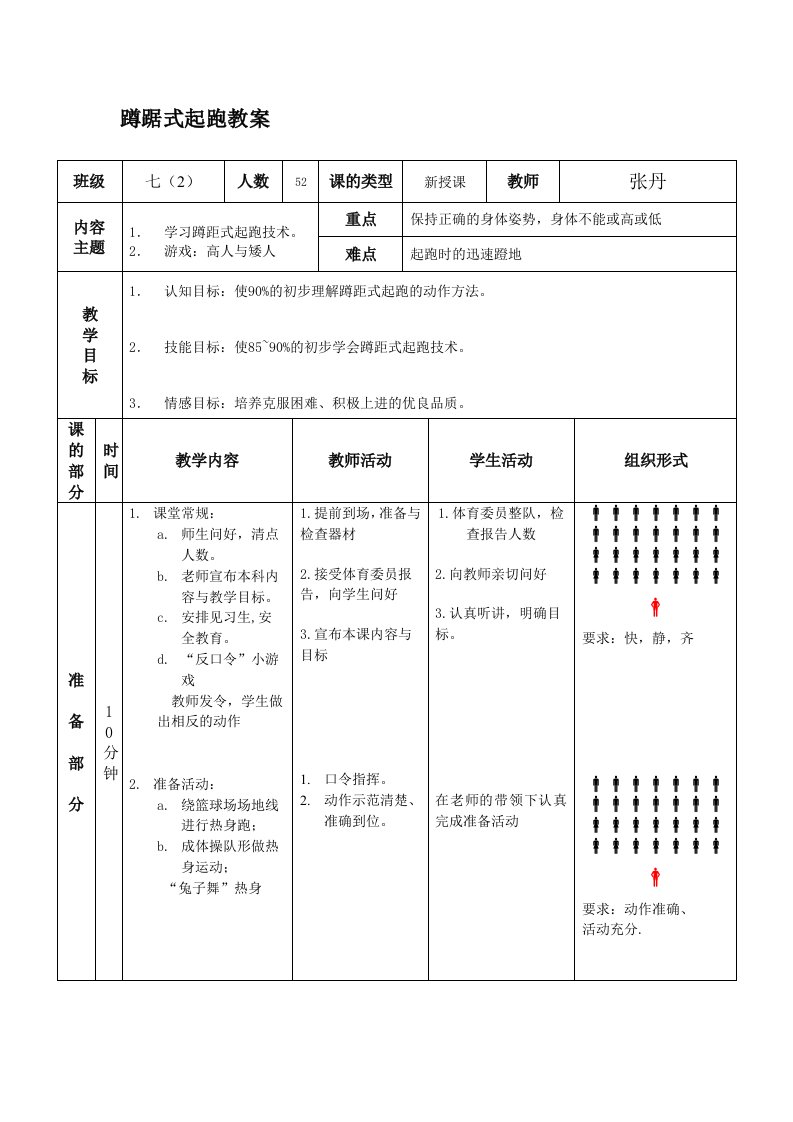 蹲踞式起跑教案初中