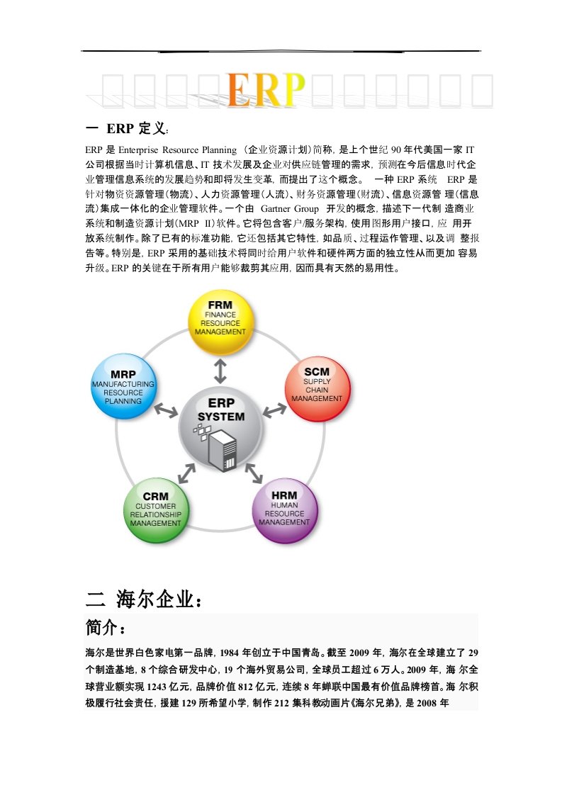 海尔企业ERP实施案例分析