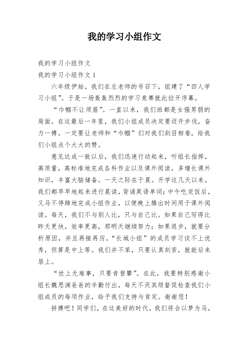 我的学习小组作文