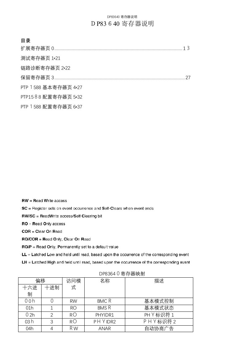 DP83640寄存器说明