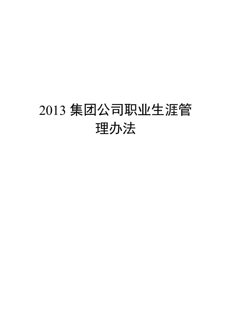 集团公司职业生涯管理办法